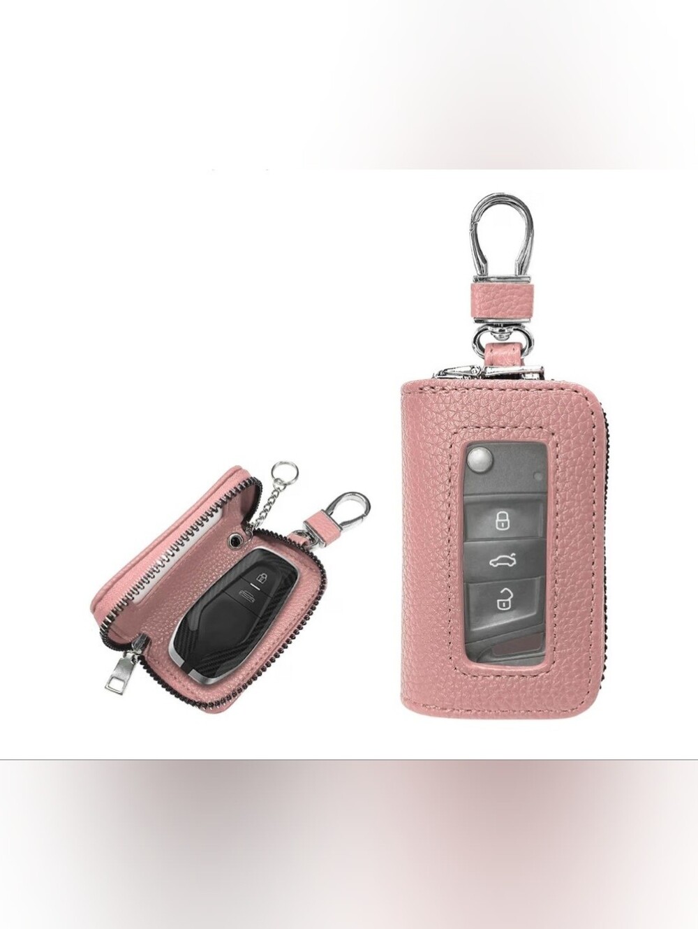 Amazon Pink Leather Key & Card Holder with Keyring